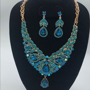 Teal & Gold necklace set